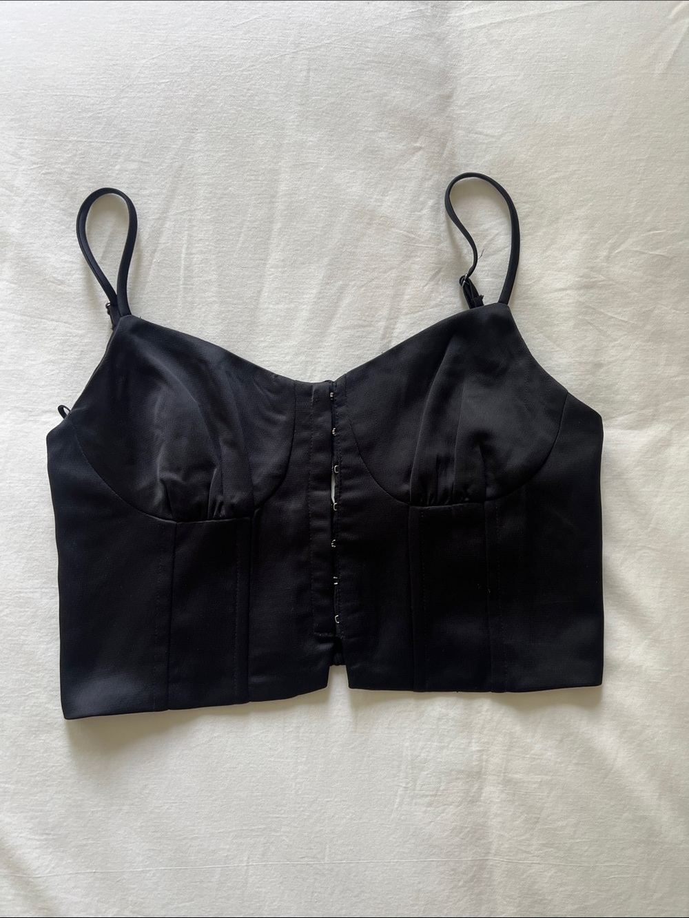 OAK + FORT Black Corset-Style Crop Top Size XS